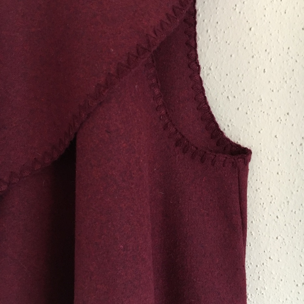 Mud Pie Burgundy Wool Blend Open Front Draped Vest - image 3